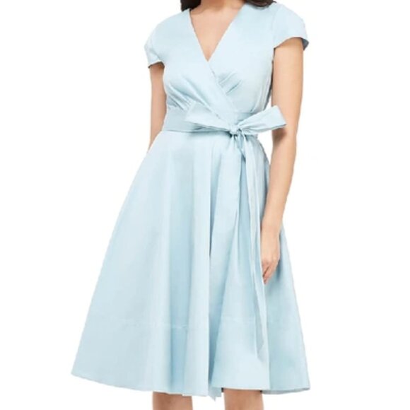 GAL MEETS GLAM Julia Engel Addison Cotton Fit & Flare True Wrap Dress size 18 - Picture 1 of 9